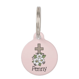 Médaillon Pour Animaux Conception de croix rose