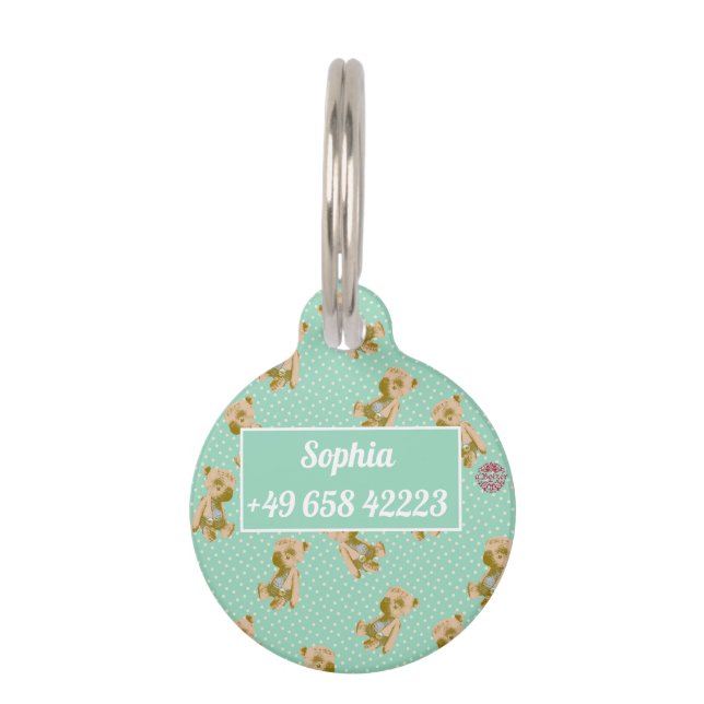 Médaillon Pour Animaux Conception d'ours en peluche (Devant)