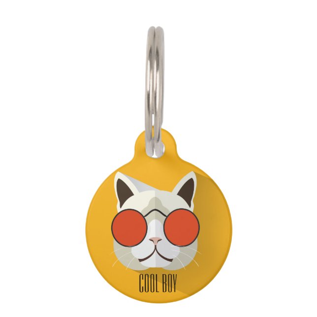 Médaillon Pour Animaux Cool Funny Orange Pop Art Nom du chat (Devant)