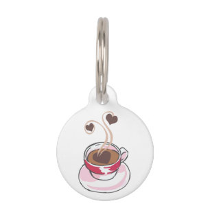 Médaillon Pour Animaux Coupe du Café et Coeurs