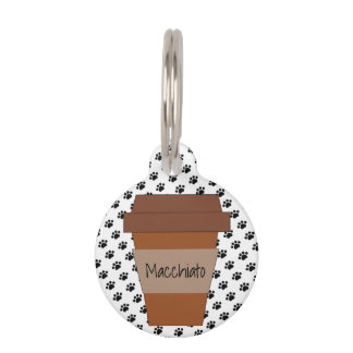 Médaillon Pour Animaux Coupe du Café sur les Empreintes de pattes noirs
