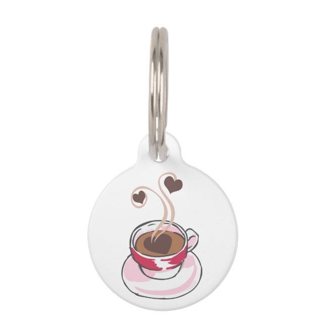Médaillon Pour Animaux Coupe et Coeurs de café (Devant)