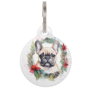 Médaillon Pour Animaux Couronne de Noël de Bouledogue Français Chien de f