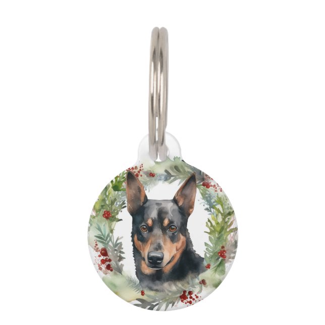 Médaillon Pour Animaux Couronne de Noël festive avec Kelpie australien (Devant)