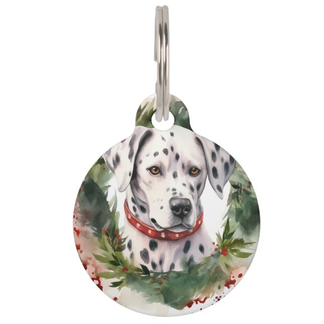 Médaillon Pour Animaux Couronne de Noël festive Dalmatien  (Devant)