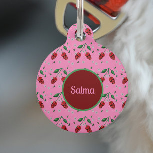 Médaillon Pour Animaux Crânes de Cerise Rouge Floraisons