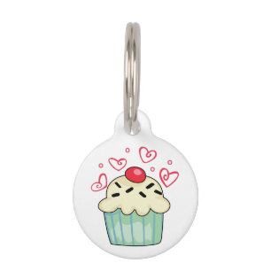 Médaillon Pour Animaux Cupcake et Coeurs