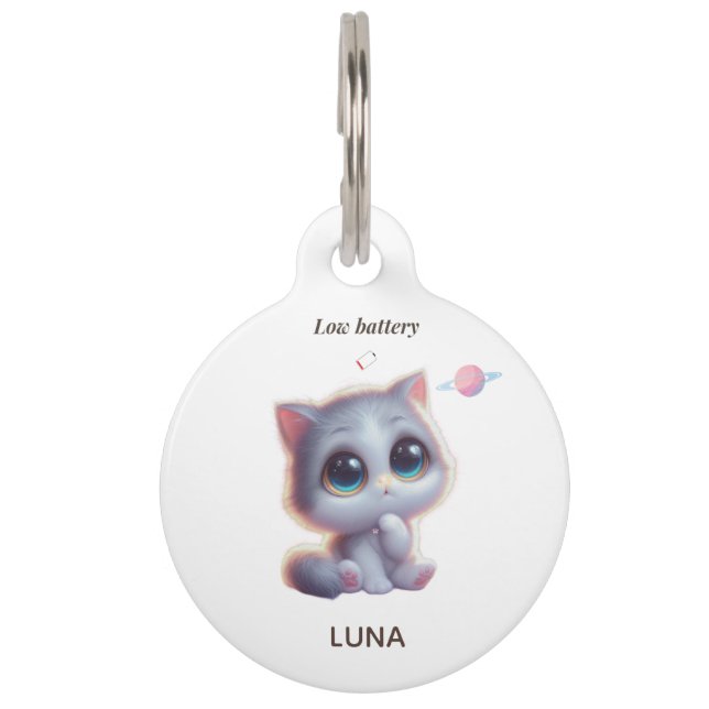 Médaillon Pour Animaux Custom Low Battery Cat Pet Tag (Devant)