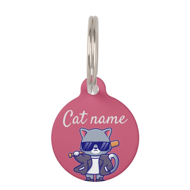 Médaillon Pour Animaux customized cat name and lost details black Cat (Devant)