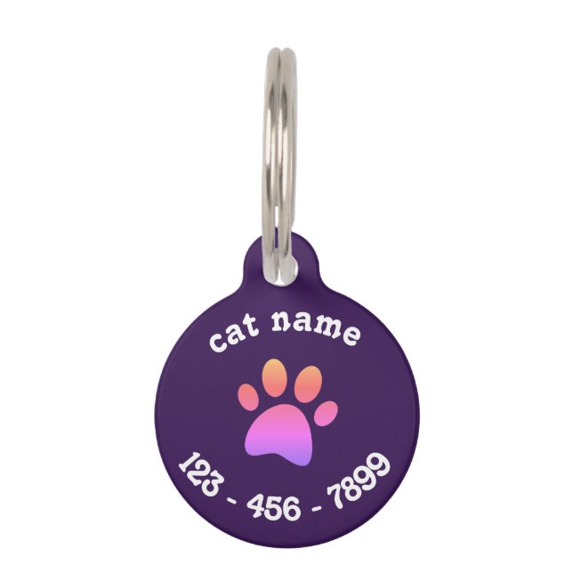 Médaillon Pour Animaux customized cat name and lost details black Cat Pet (Devant)