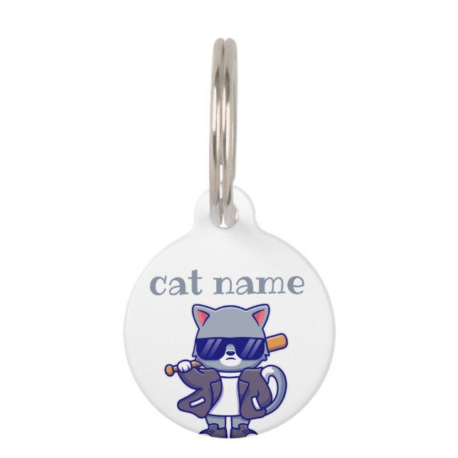 Médaillon Pour Animaux customized cat name and lost details black Cat Pet (Devant)