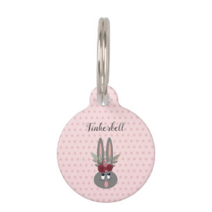 Médaillon Pour Animaux Cute Blush Bunny Rose Personnalisé