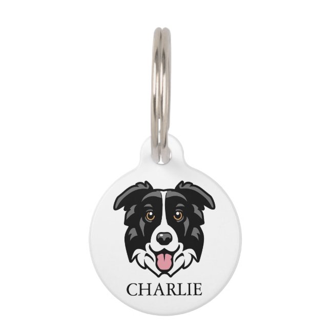 Médaillon Pour Animaux Cute Collie Chien Personnalisé (Devant)