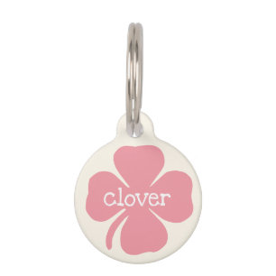 Médaillon Pour Animaux Cute Girly Lucky Pink Nom du trèfle