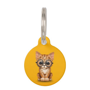 Médaillon Pour Animaux Cute orange Tabby Kitten avec lunettes jaunes
