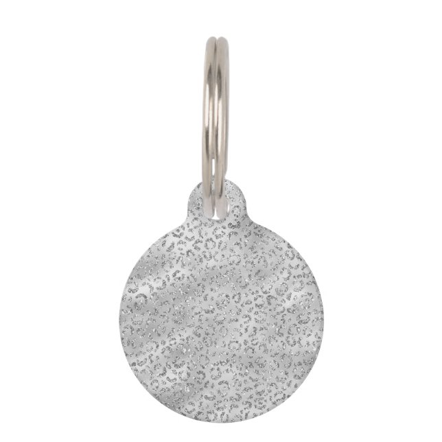 Médaillon Pour Animaux Cute Silver Cheetah Leopard Motif d'impression (Devant)