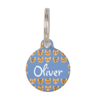 Médaillon Pour Animaux Cute Yellow Cat Head Motif Nom Personnalisable Ani