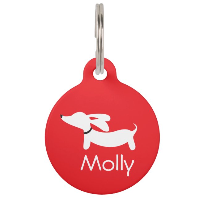 Médaillon Pour Animaux Dachshund Collar Charms Nom personnalisé Contact (Devant)