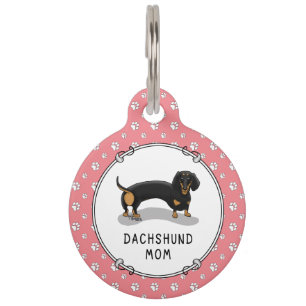 Médaillon Pour Animaux Dachshund Mom (S noir & tan) - Mignonne chien