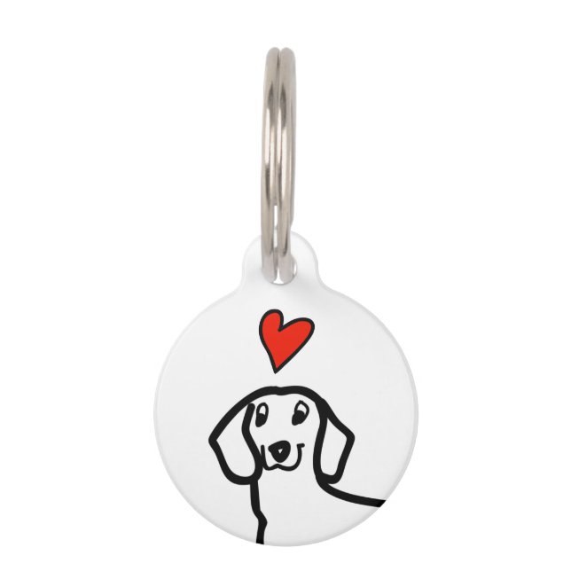 Médaillon Pour Animaux Dachshund Wiener Chien mignon Simple Red Heart Nom (Devant)