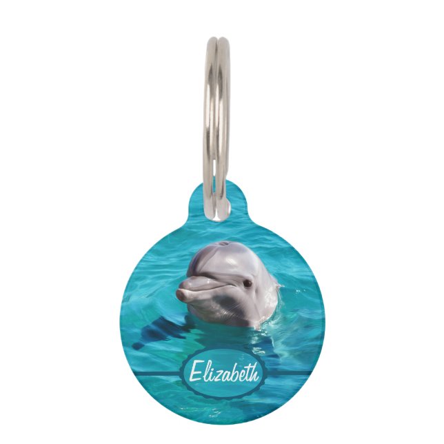 Médaillon Pour Animaux Dauphin en photo de l'eau bleue (Devant)