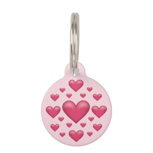 Médaillon Pour Animaux De nombreux cœurs roses sur fond rose clair et inf