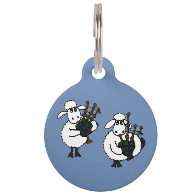 Médaillon Pour Animaux Des moutons amusants jouant à des Bagpipes Musique (Devant)