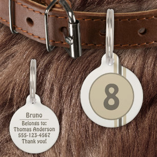 Médaillon Pour Animaux Design 8 en beige sur sable avec rayures