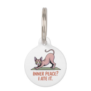 Médaillon Pour Animaux Dessin animé d'art de yoga de chat Sphynx drôle