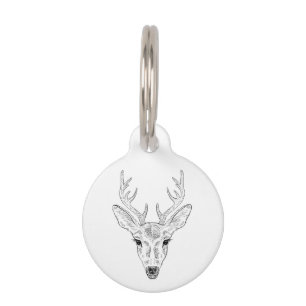 Médaillon Pour Animaux Dessin au trait minimaliste de tête de cerf avec t