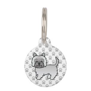 Médaillon Pour Animaux Dessin de chien Terrier Cairn gris & infos sur l'a