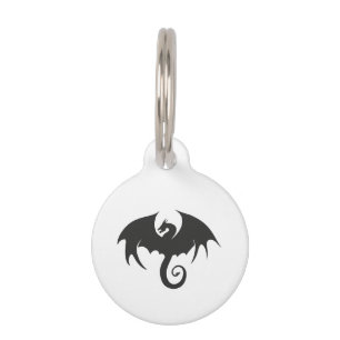 Médaillon Pour Animaux Dessin d'une silhouette de dragon noir