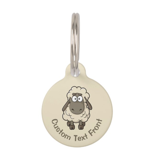Médaillon Pour Animaux Dessin en mouton beige (Devant)
