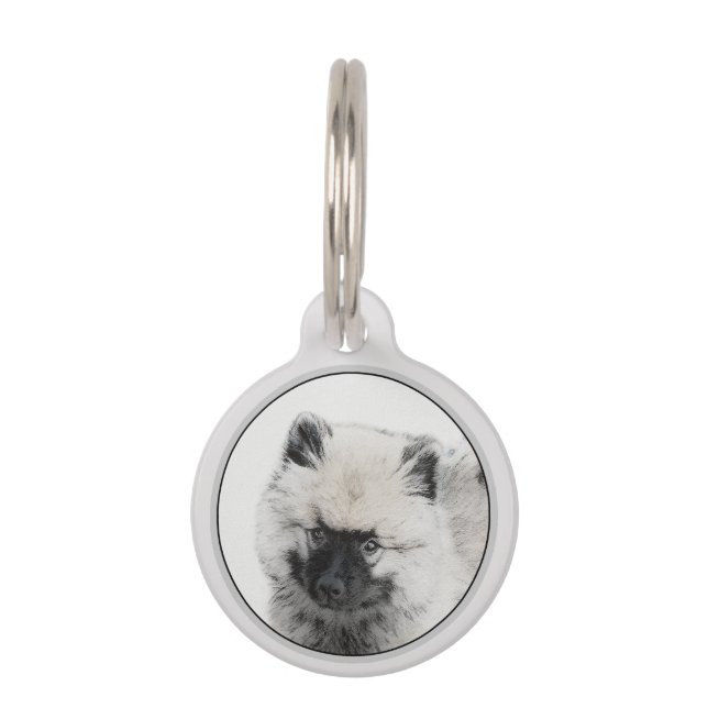 Médaillon Pour Animaux Dessin Keeshond Chiot - Joli dessin original Chien (Devant)