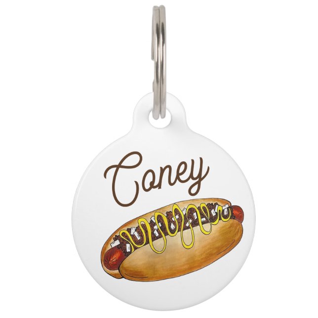 Médaillon Pour Animaux Détroit Michigan MI Coney Island Hot Dog Hotdog (Devant)