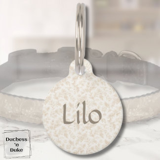 Médaillon Pour Animaux Dog Name Tag - Ivory Botanical, Personalized 