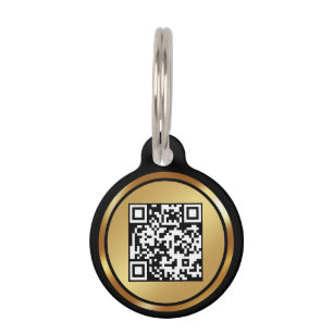 Médaillon Pour Animaux Dorée Code QR moderne, minimaliste, élégant