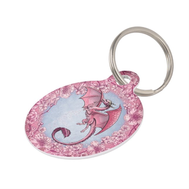 Médaillon Pour Animaux Dragon rose du printemps Nature Imaginaire Art (Côté )