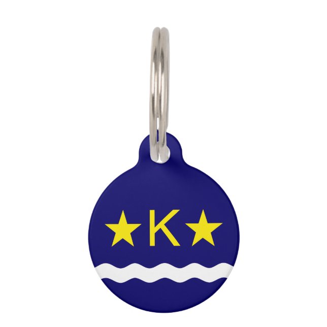 Médaillon Pour Animaux Drapeau de Kinshasa, Congo Nom de l'animal de comp (Devant)