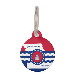 Médaillon Pour Animaux Drapeau de la ville de Jefferson, Missouri Pet ID