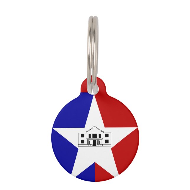 Médaillon Pour Animaux Drapeau de San Antonio, Texas Pet ID balise (Devant)