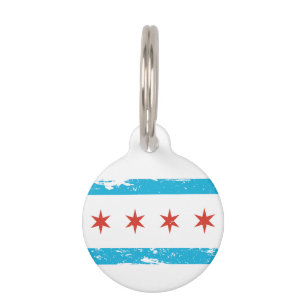 Médaillon Pour Animaux Drapeau grunge de Chicago