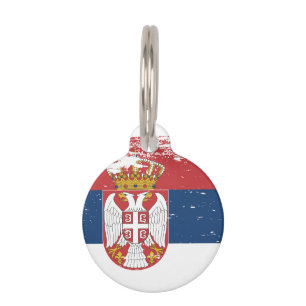 Médaillon Pour Animaux Drapeau grunge de la Serbie