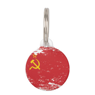 Médaillon Pour Animaux Drapeau grunge d'Union Soviétique - URSS