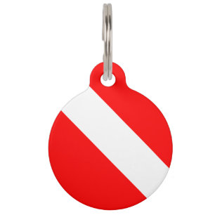 Médaillon Pour Animaux Drapeau Plongée Plongée Plongée Plongée Diver Down