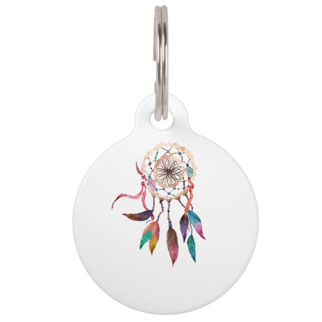 Médaillon Pour Animaux Dreamcatcher de Bohème en peinture vibrante (Dos)