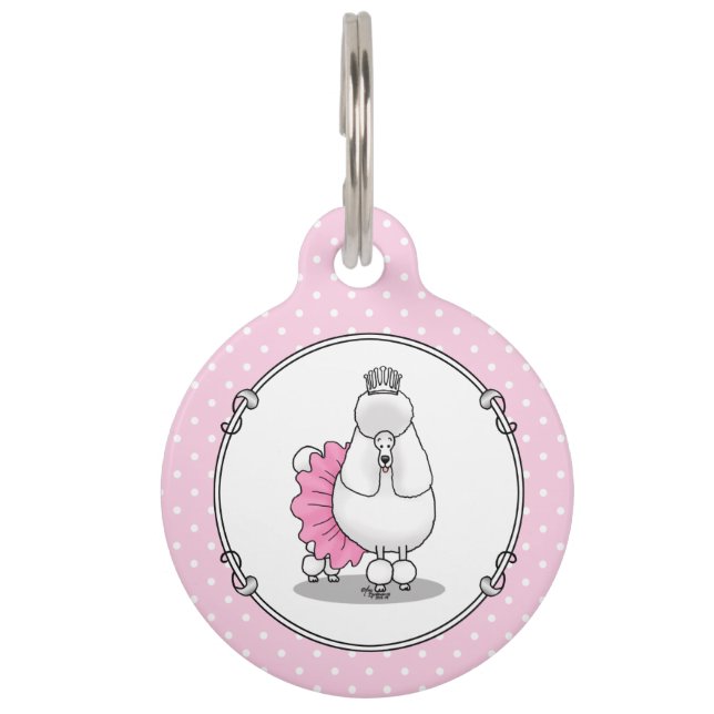 Médaillon Pour Animaux Drôle Ballet Ballerina Princess Poodle Dog (blanc) (Devant)