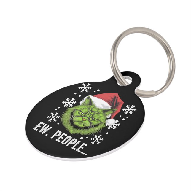 Médaillon Pour Animaux Drôle Chat de Noël Ew Personnes Meowy Amoureux de  (Côté )