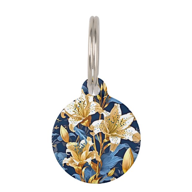 Médaillon Pour Animaux Elégance redéfinie : Artwork Lily Dessin À La Main (Devant)