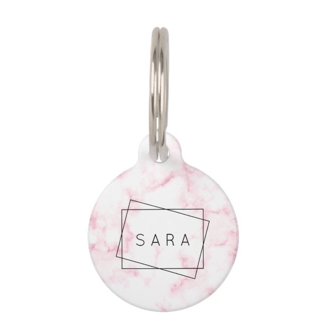Médaillon Pour Animaux élégant marbre rose pastel moderne et faux marbre  (Devant)